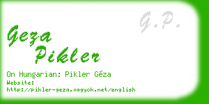 geza pikler business card